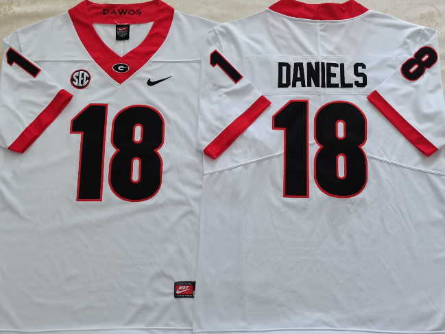 Men's Georgia Bulldogs JT Daniels #18 White Jersey